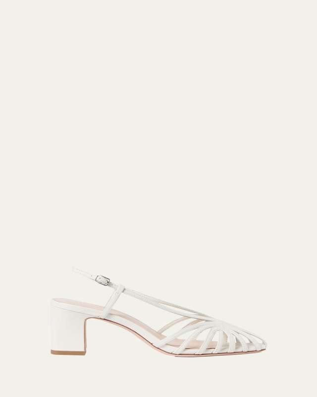 Livvy Priscilla Leather Slingback Block-Heel Sandals
